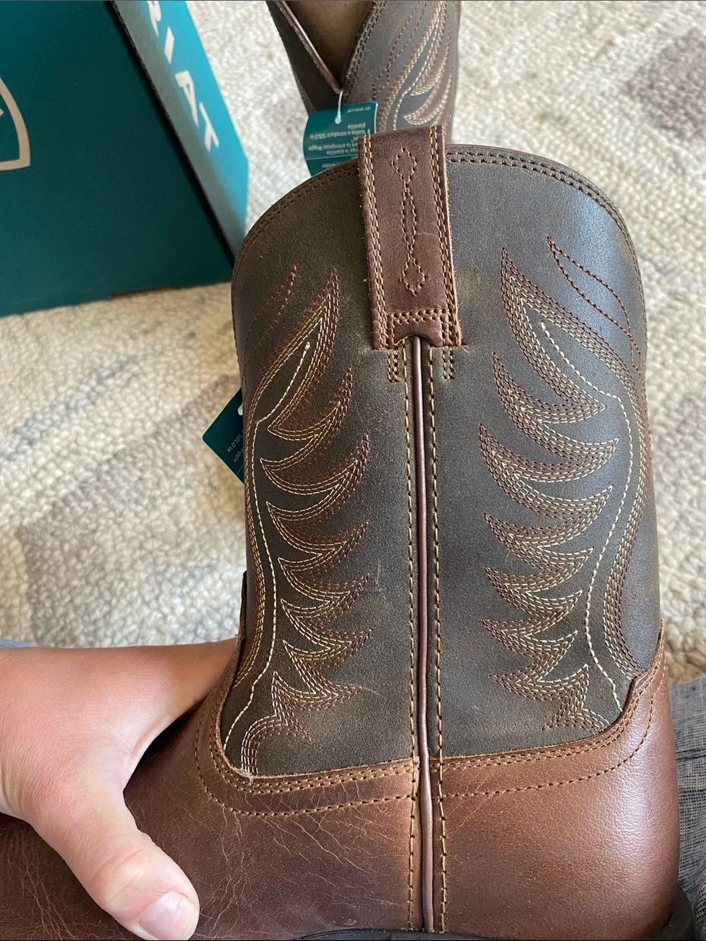 Ariat Brown Western Leather Cowboy Boots with Embroidered Shaft